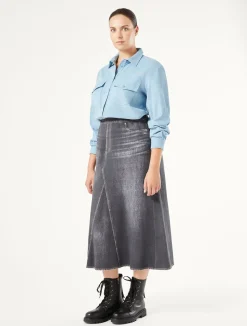 Online Marina Rinaldi Printed jersey fleece skirt BLACK