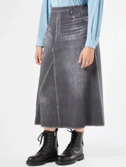 Online Marina Rinaldi Printed jersey fleece skirt BLACK