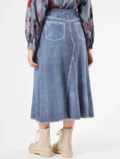Best Marina Rinaldi Printed jersey fleece skirt CORNFLOWERBLUE