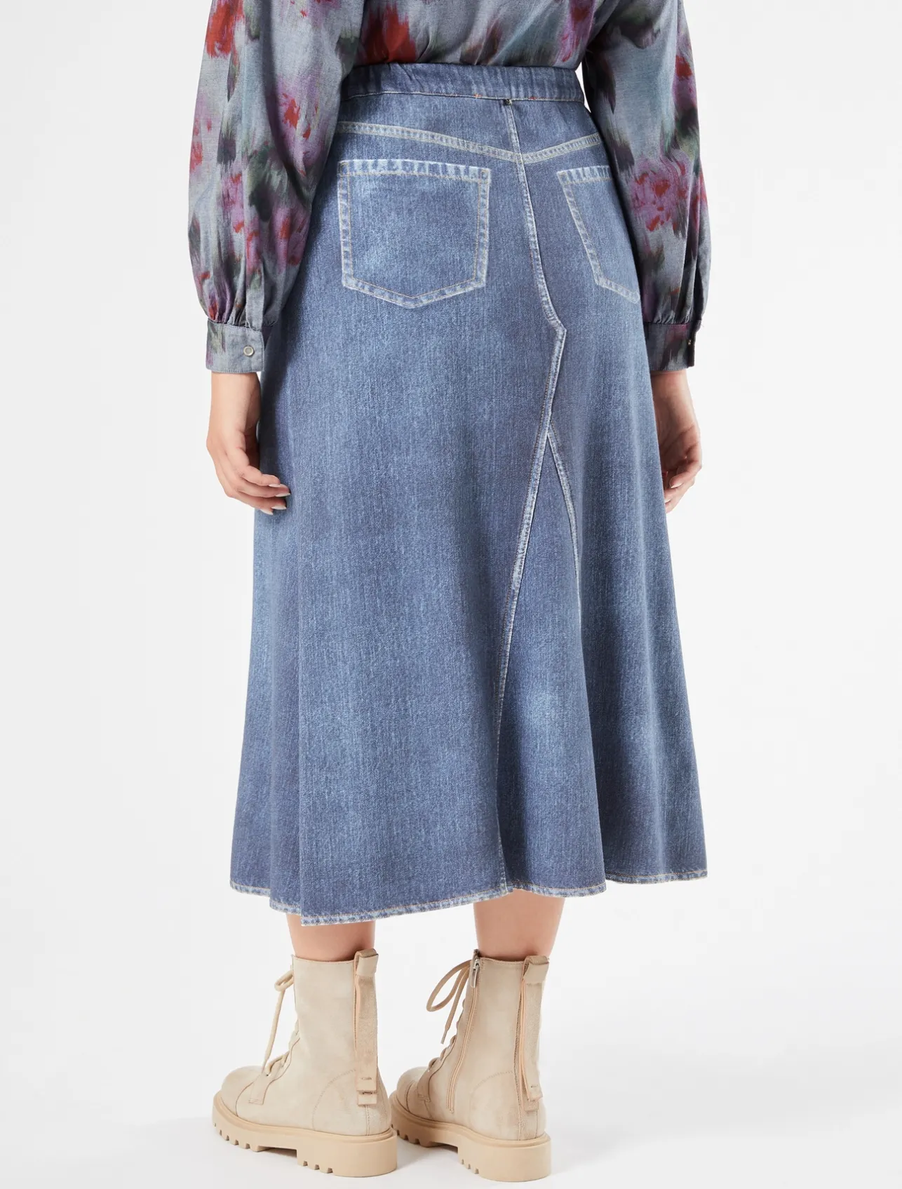 Best Marina Rinaldi Printed jersey fleece skirt CORNFLOWERBLUE
