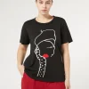 Fashion Marina Rinaldi Printed jersey t-shirt BLACK
