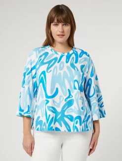 Outlet Marina Rinaldi Printed jersey T-shirt WHITE