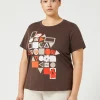 Outlet Marina Rinaldi Printed jersey T-shirt CHOCOLATE