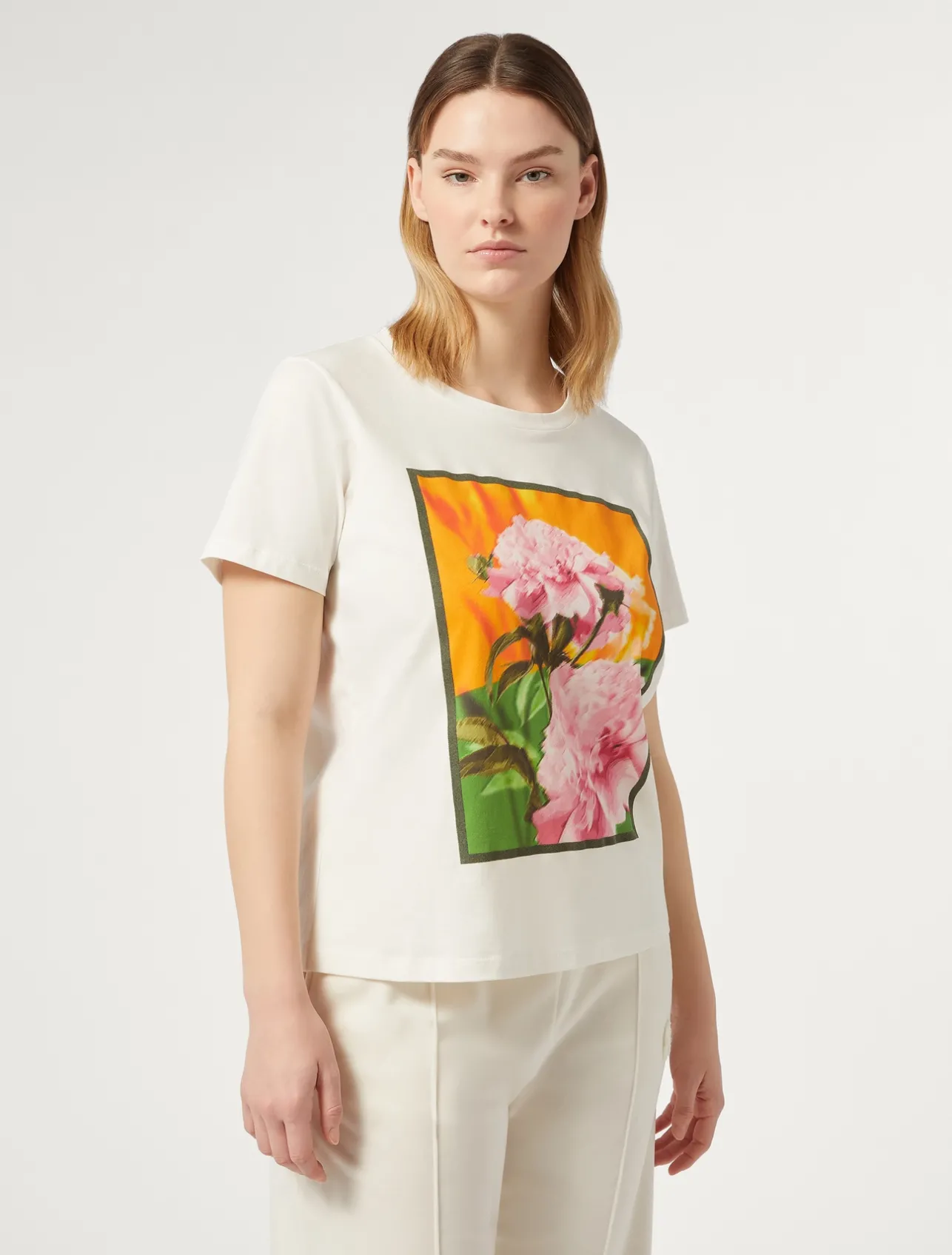 Hot Marina Rinaldi Printed jersey T-shirt WHITE