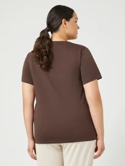 Outlet Marina Rinaldi Printed jersey T-shirt CHOCOLATE