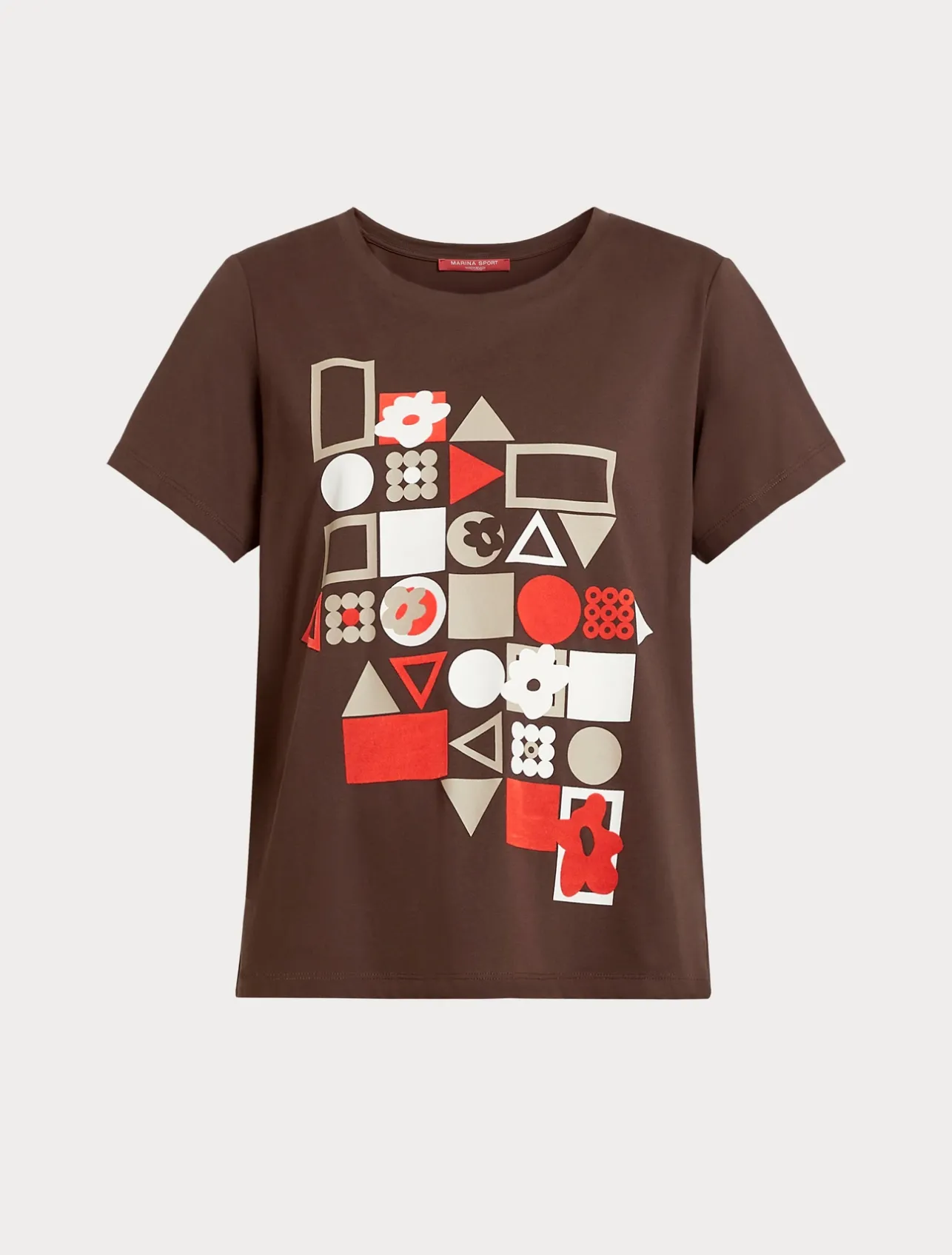 Outlet Marina Rinaldi Printed jersey T-shirt CHOCOLATE