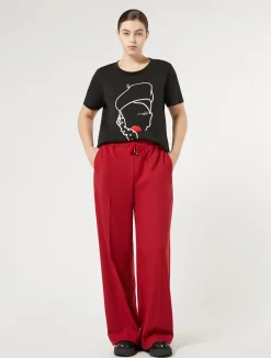 Fashion Marina Rinaldi Printed jersey t-shirt BLACK
