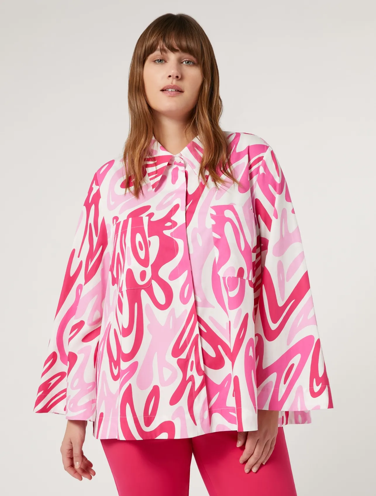 Hot Marina Rinaldi Printed poplin blouse WHITE