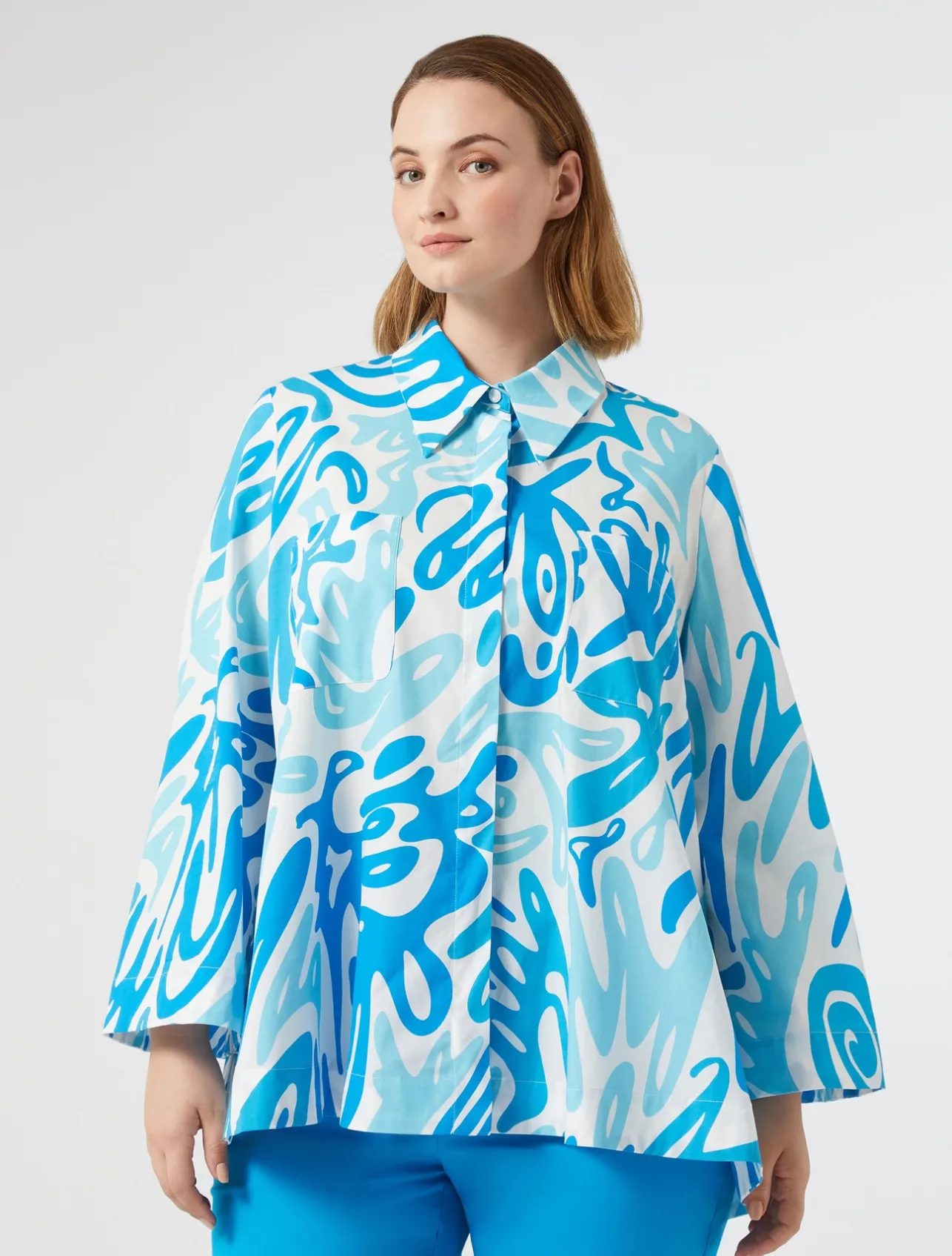 Hot Marina Rinaldi Printed poplin blouse WHITE