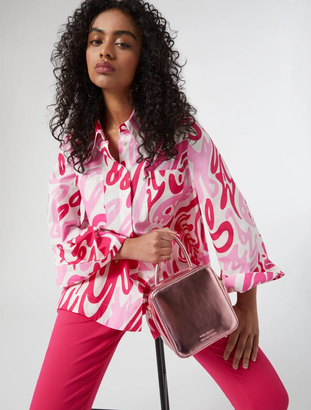 Hot Marina Rinaldi Printed poplin blouse WHITE