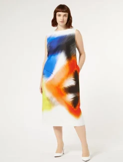 Sale Marina Rinaldi Printed poplin dress WHITE