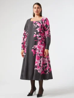 Clearance Marina Rinaldi Printed poplin dress BLACK