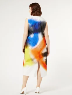 Sale Marina Rinaldi Printed poplin dress WHITE