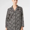 Outlet Marina Rinaldi Printed poplin shirt BLACK