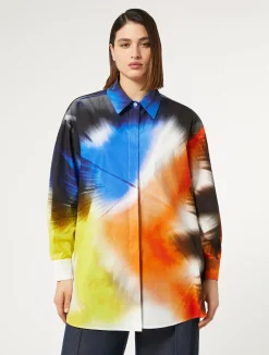 Clearance Marina Rinaldi Printed poplin shirt WHITE