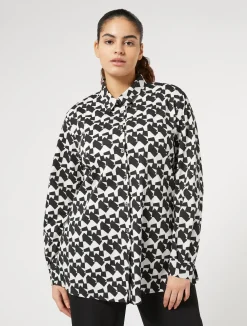 Hot Marina Rinaldi Printed poplin shirt BLACK