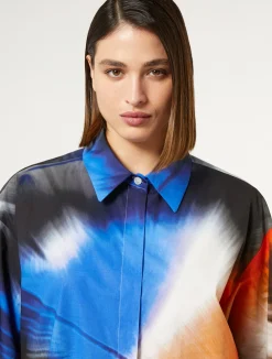 Clearance Marina Rinaldi Printed poplin shirt WHITE