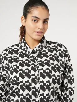 Hot Marina Rinaldi Printed poplin shirt BLACK