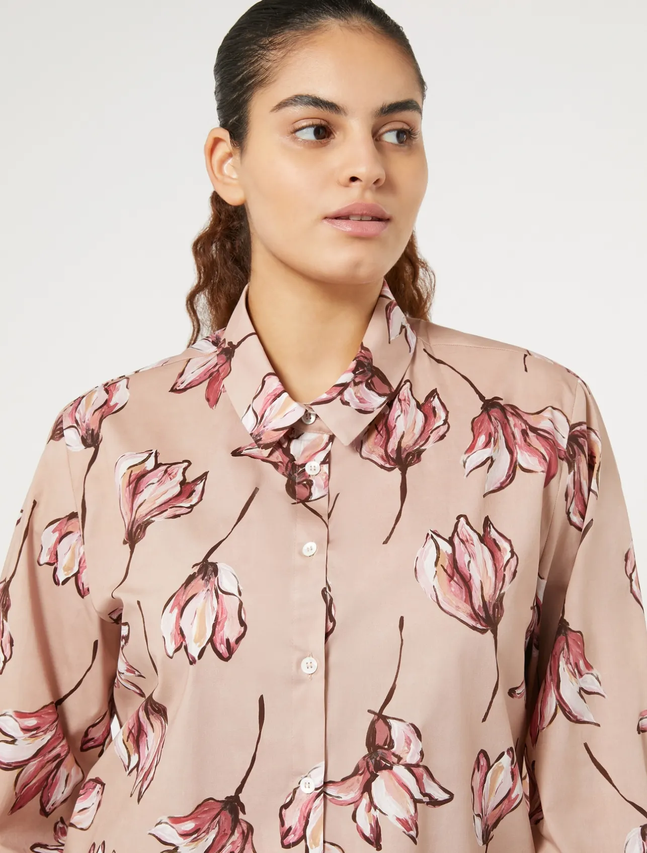 Online Marina Rinaldi Printed poplin shirt PINK