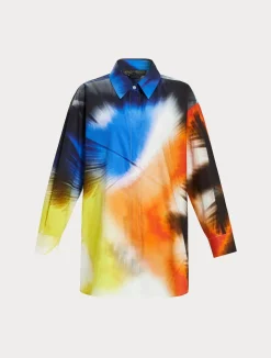 Clearance Marina Rinaldi Printed poplin shirt WHITE
