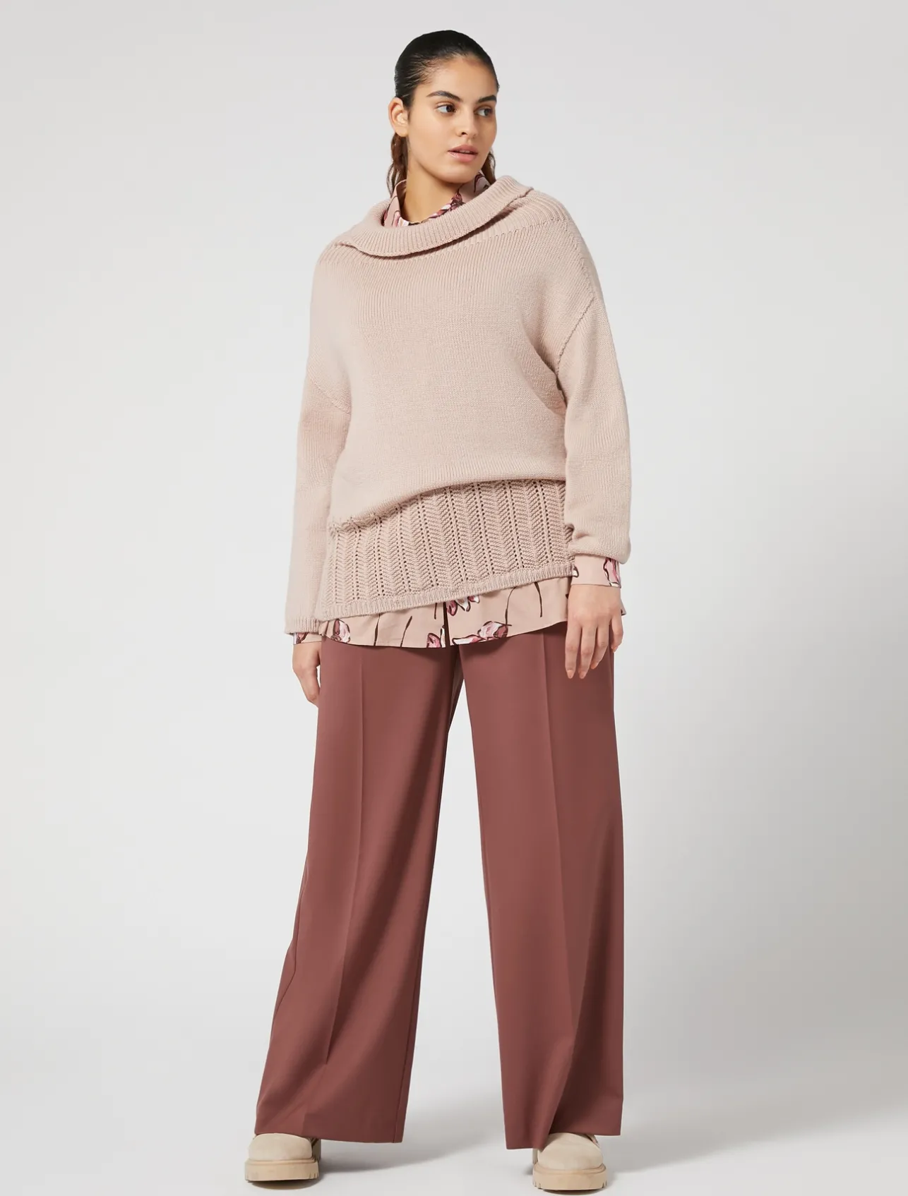 Online Marina Rinaldi Printed poplin shirt PINK