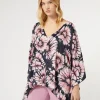 Clearance Marina Rinaldi Printed satin poncho MIDNIGHTBLUE
