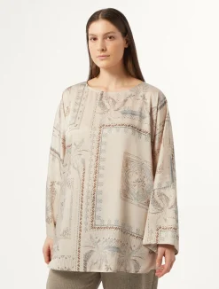 Online Marina Rinaldi Printed twill blouse BEIGE