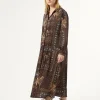 New Marina Rinaldi Printed twill dress BROWNBORDEAUX
