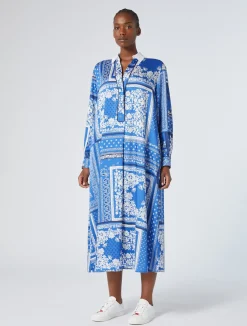 New Marina Rinaldi Printed twill dress LIGHTBLUE