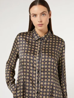 Discount Marina Rinaldi Printed twill dress MIDNIGHTBLUE