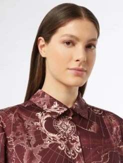 Sale Marina Rinaldi Printed twill dress BORDEAUX