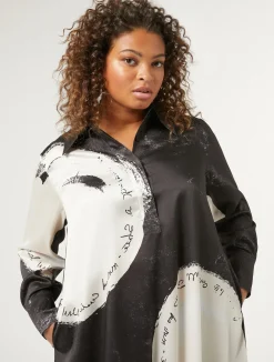 Hot Marina Rinaldi Printed twill dress BLACK