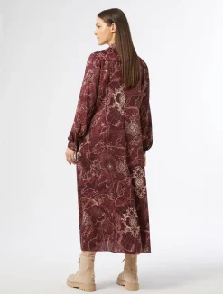 Sale Marina Rinaldi Printed twill dress BORDEAUX