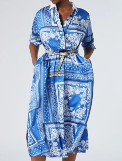 New Marina Rinaldi Printed twill dress LIGHTBLUE