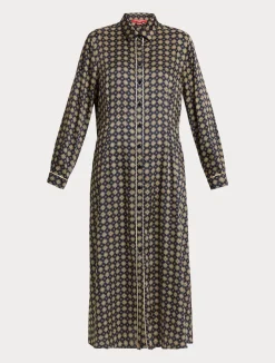 Discount Marina Rinaldi Printed twill dress MIDNIGHTBLUE
