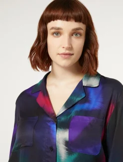 Sale Marina Rinaldi Printed twill shirt BLACK