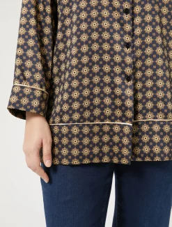 Clearance Marina Rinaldi Printed twill shirt MIDNIGHTBLUE
