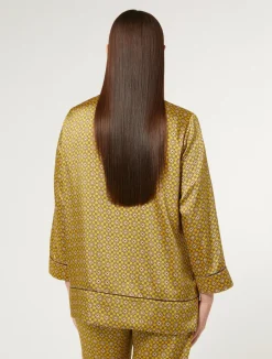 New Marina Rinaldi Printed twill shirt OCHRE