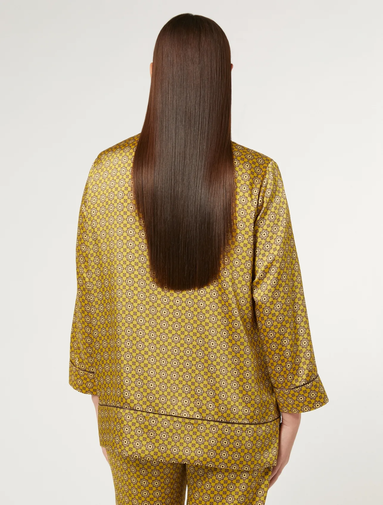 New Marina Rinaldi Printed twill shirt OCHRE
