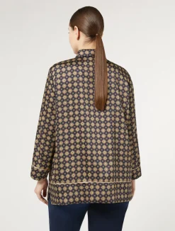 Clearance Marina Rinaldi Printed twill shirt MIDNIGHTBLUE