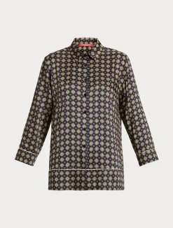 Clearance Marina Rinaldi Printed twill shirt MIDNIGHTBLUE