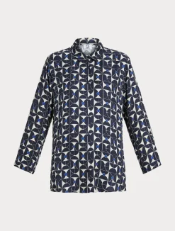 Discount Marina Rinaldi Printed twill shirt ULTRAMARINE