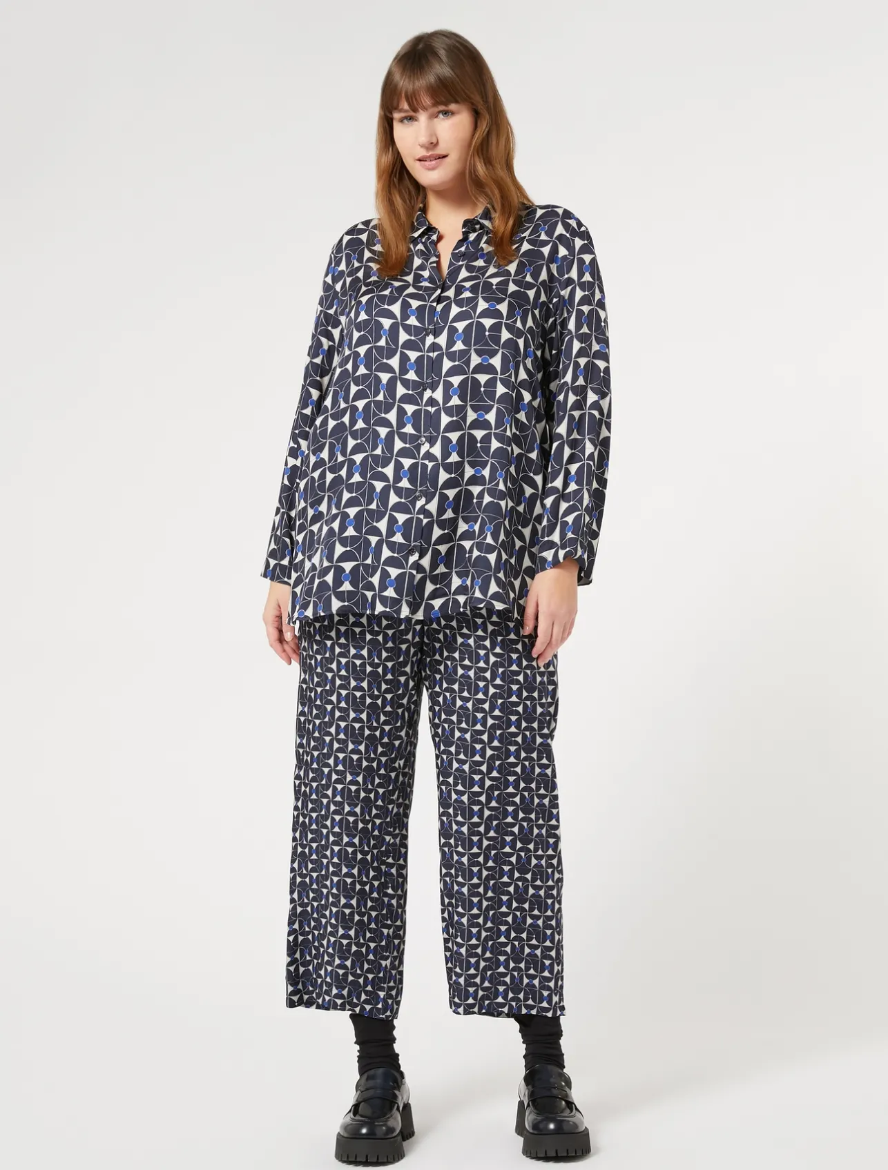 Discount Marina Rinaldi Printed twill shirt ULTRAMARINE
