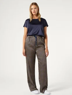 Online Marina Rinaldi Printed twill trousers MIDNIGHTBLUE