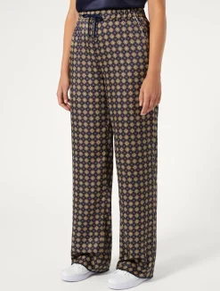 Online Marina Rinaldi Printed twill trousers MIDNIGHTBLUE