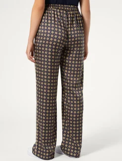 Online Marina Rinaldi Printed twill trousers MIDNIGHTBLUE