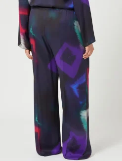 Sale Marina Rinaldi Printed twill trousers BLACK