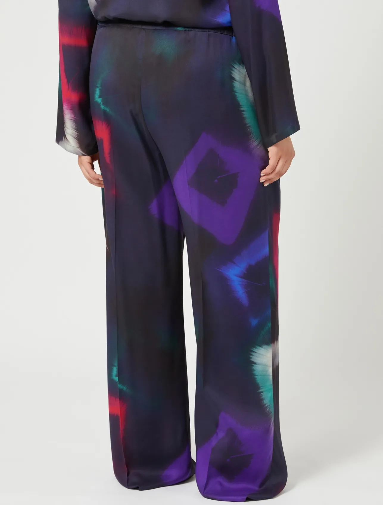 Sale Marina Rinaldi Printed twill trousers BLACK
