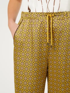 New Marina Rinaldi Printed twill trousers OCHRE