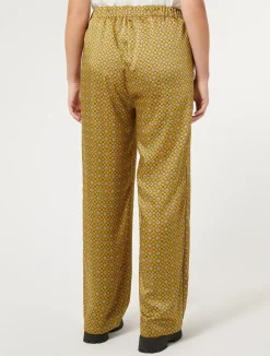New Marina Rinaldi Printed twill trousers OCHRE